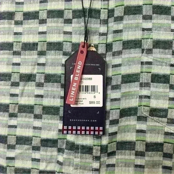 NWT Ben Sherman Linen Blend Short Sleeve Button Down Shirt, Size S - Picture 4 of 6